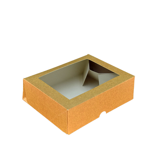 10 Darilna škatla rjava z oknom 18,5 x 15 x 6 cm