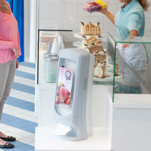 PODAJALNIK Interfold servet Tork visoka kapaciteta, z oglasnim oknom, bel, N4