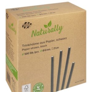 Slamice iz papirja črne, 21 cm fi 6 mm, 250 kosov