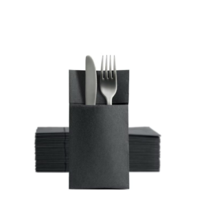 Serviete za pribor SOFT POINT 39x38 cm, črni, 50 kosov