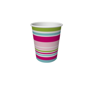Bio papirnat kozarec ČRTE BRIGHT STRIPES 240 ml, 10 kos v zavitku