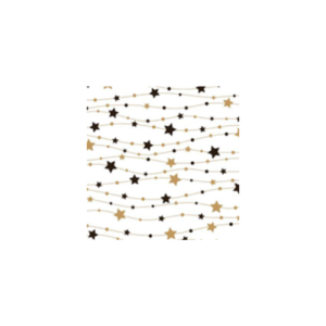 Serviete 33 x 33 cm ČRNO ZLATE ZVEZDE, 20 kosov