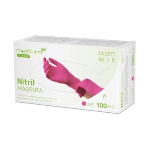 Rokavice Medi-Inn Classic magenta NITRIL nepudrane XS , 100 kosov v škatlici, zavoj