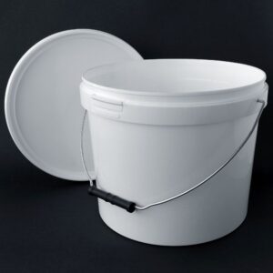 Vedro 10l kovinski ročaj+pokrov, belo 1 kos