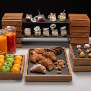 Set Perfect Buffet (18kos) akacijev les in črn melamin,1 paket