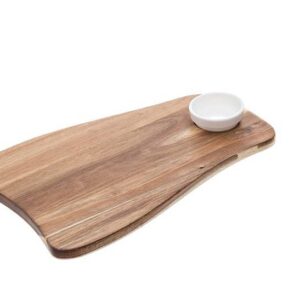 Deska iz akacije z melaminsko posodico, 39,4x25x1,5 cm, 1 kos