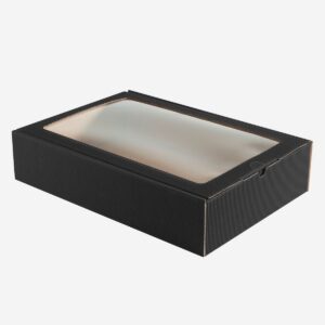 Kartonska škatla rebrasta ČRNA z oknom 375 x 255 x 83 mm