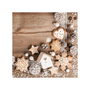 Serviete 33 x 33 cm praznične LESENA HIŠKA, 20 kosov