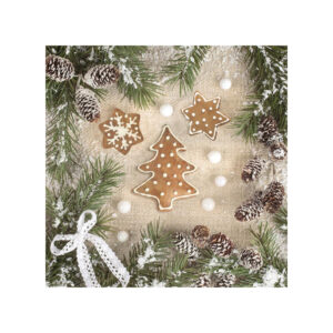 Serviete 33 x 33 cm praznične PIŠKOTI , 20 kosov