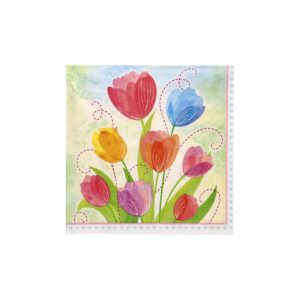 Serviete velikonočne, 3-slojne 1/4 zložene 33 cm x 33 cm Tulip Bouquet, 20 kos v kartonu