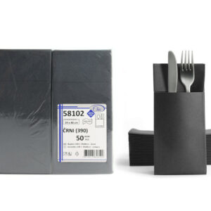 Serviete za pribor AIRLAID 39x40 cm, črne, 50 kosov