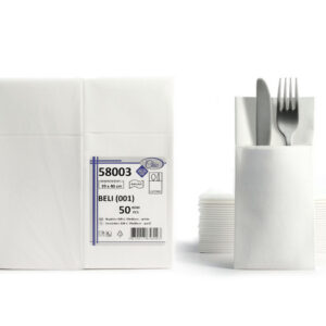 Serviete za pribor AIRLAID 39x40 cm, bele, 50 kosov