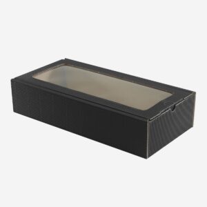 Kartonska škatla rebrasta ČRNA z oknom 375 x 170 x 83 mm