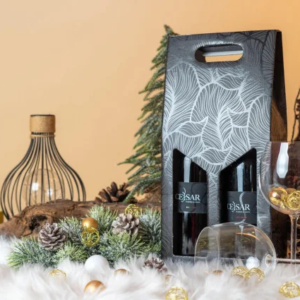 Kartonska škatla za 2 steklenici z oknom črna s potiskom, CATVN3CS/V073 1/1 20/1