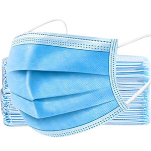 Zaščitna maska 3 slojna bela/modra z elastiko, 1 kos