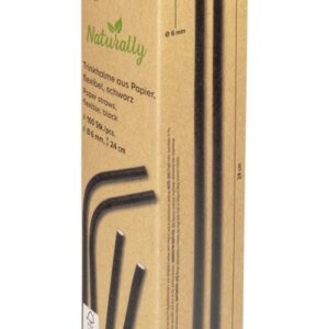 Slamice iz papirja črne PREGIBNE, 24 cm fi 6 mm, 100 kosov