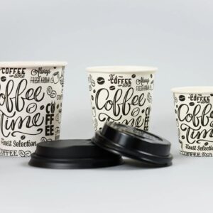 Plastični pokrov črn za lonček to go fi 8 cm, 100 kos v zavitku