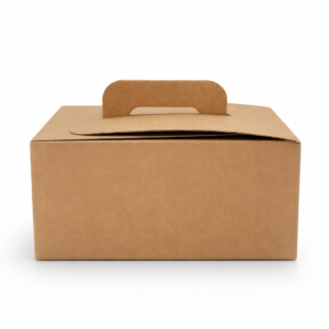 Kartonska škatla z ročajem za hrano, sladice, pecivo TAKE AWAY TRAY rjava, kos