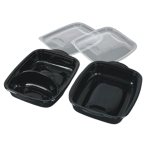 PP posode+pokrov trde 1250ml menubox ČRNE 1-delne 22,5x17,5x6cm 160/1 art.AD14CA