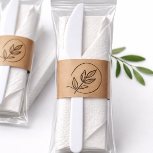 PP komplet nož in servieta za večkratno uporabo, 100 kos v zavitku