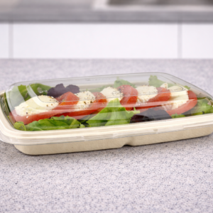 Pokrov PLA za posodice sladkorni trs BAGASSE pravokotne 600 ml in 950 ml, 75 kos