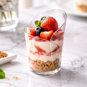 Finger food posodice 90 ml BLOSSOM transparent, 15 kos v zavitku