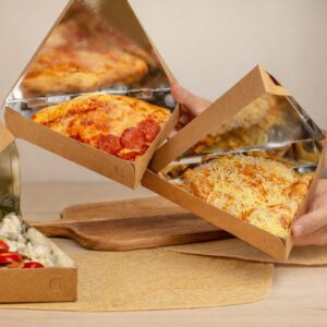 Pizza karton kraft za 1 kos - trikotni, 25x25x4 cm, 1 kos