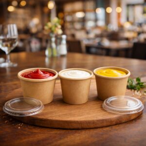 Pokrov plastičen za papirnate posodice za omako 60 ml in 120 ml, 100 kos v zavoju