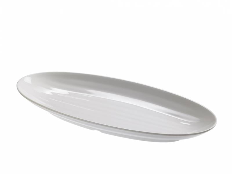 T8145_2 Pladenj iz melamina bel oval 66X29X6,3 cm